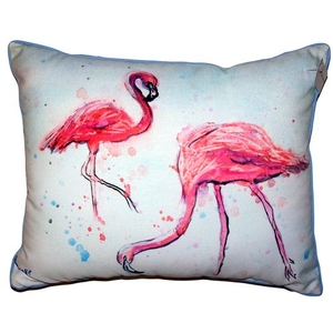 Funky Flamingos Small Outdoor Indoor Pillow
