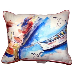 Rowboat & Birds Small Outdoor Indoor Pillow