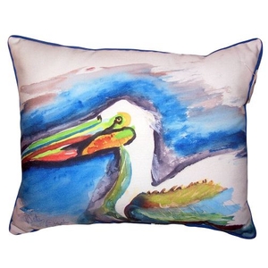 White Pelican Head Small Outdoor Indoor Pillow