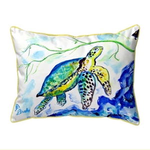 Yellow Sea Turtle Small Outdoor Pillow 11X14