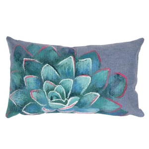 Liora Manne Visions III Succulent Indoor/Outdoor Pillow Blue 12"X20"