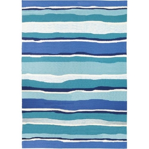 Sea Breeze Blues Indoor Outdoor Hand Hooked Area Rug, 5 X 7 Ft.