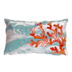 Liora Manne Visions Iii Coral Wave Indoor/Outdoor Pillow Aqua 12"X20"