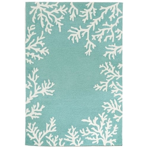 Coral Border Indoor/Outdoor Rug Aqua