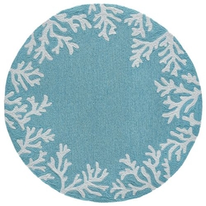 Coral Border Indoor/Outdoor Rug  Aqua