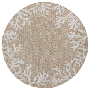 Liora Manne Capri Coral Border Indoor/Outdoor Rug Neutral 8' Rd