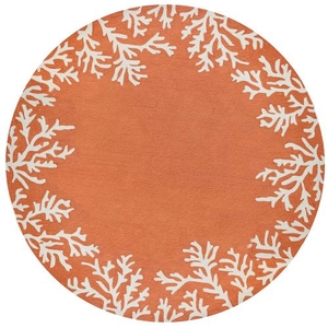 Liora Manne Capri Coral Border Indoor/Outdoor Rug Coral 8' Rd