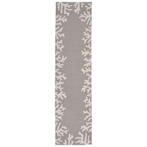 Coral Border Indoor/Outdoor Rug  Silver 24"x60"
