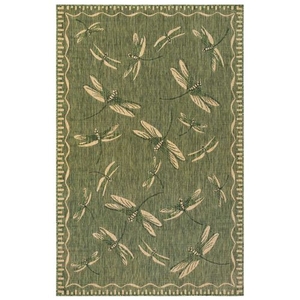 Liora Manne Carmel Dragonfly Indoor/Outdoor Rug Green 6'6"X9'4"