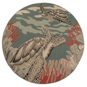 Liora Manne Riviera Seaturtles Indoor/Outdoor Rug Ocean 7'10" Rd