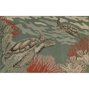 Liora Manne Riviera Seaturtles Indoor/Outdoor Rug Ocean 7'10"X9'10"