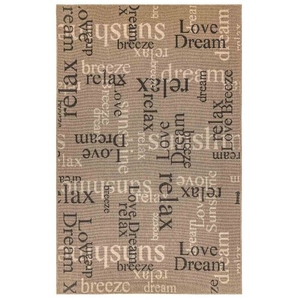 Liora Manne Riviera Happy Words Indoor/Outdoor Rug Taupe 7'10"X9'10"