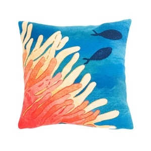 Liora Manne Visions Iii Reef & Fish Indoor/Outdoor Pillow Coral 20" Square