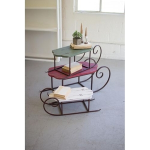 Painted Wood And Metal Sleighs, Set of 3