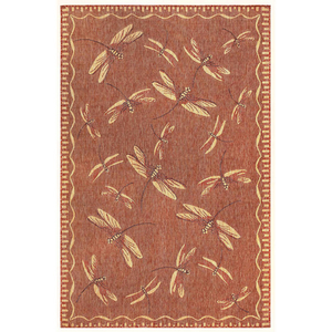 Liora Manne Carmel Dragonfly Indoor/Outdoor Rug Red 6'6"X9'4"