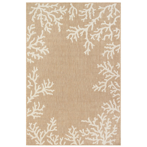 Liora Manne Carmel Coral Border Indoor/Outdoor Rug Sand 7'10" RD