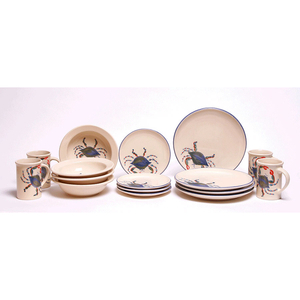 Blue Crab Dinner Set (Coupe Plates)