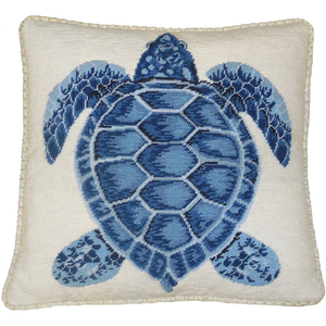 Dark Blue Turtle Needlepoint Pillow