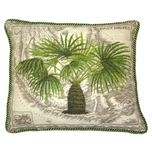 East Indies Palm Tree Needlepoint Pillow