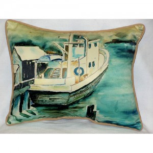Betsy Drake Oyster Boat Nautical Pillow Betsy Drake Oyster Boat Nautical Pillow