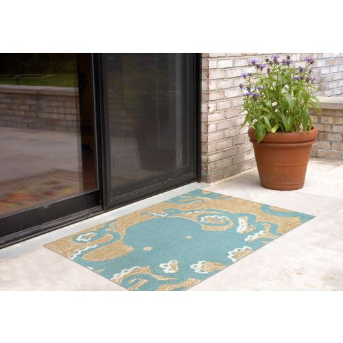 TransOcean Liora Manne Frontporch Octopus Indoor/Outdoor Rug Blue 24"X36"