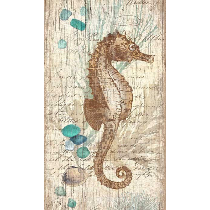 Wooden Seahorse Wording Wall Plaque with Rope Hook and Bo 1 x 59cm Beach Themed 