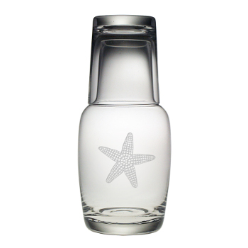Starfish Etched Bedside Carafe And Glass Set