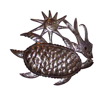 Turtle, Fish And Sun Metal Sculpture