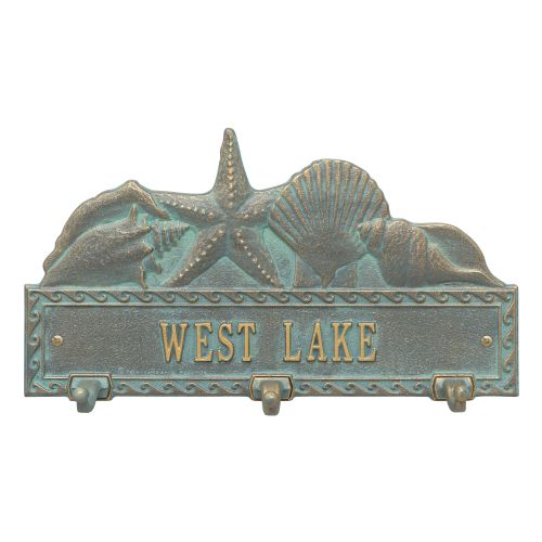 Personalized Sea Shell Hook Plaque, Bronze / Verdigris