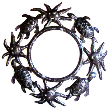 Recycled Oil Drum Turtle Sun Outdoor/Indoor Mirror