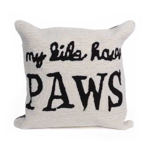 Liora Manne Frontporch My Kids Have Paws Indoor/Outdoor Pillow Neutral 18" Square
