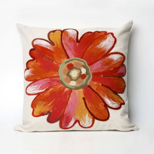 Liora Manne Visions Iii Daisy Indoor/Outdoor Pillow - Orange, 20" Square