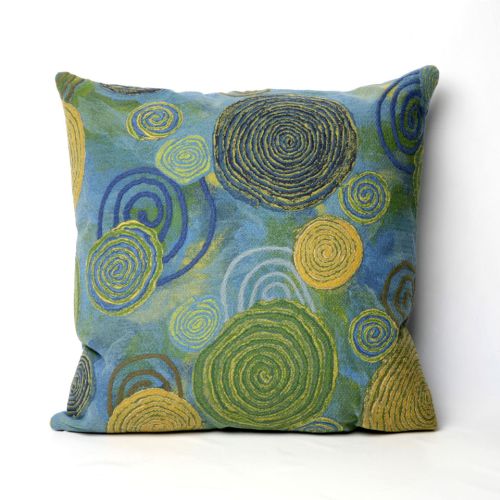 Liora Manne Visions Iii Graffiti Swirl Indoor/Outdoor Pillow - Blue, 20" Square