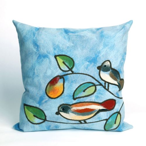 Liora Manne Visions Iii Song Birds Indoor/Outdoor Pillow - Blue, 20" Square