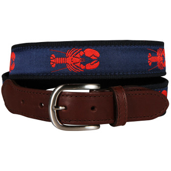 Maine Lobster (Navy) Leather Tab Belt