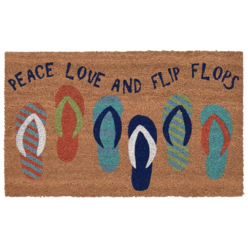 Liora Manne Natura Flip Flops Indoor/Outdoor Mat Blue 18"X30"
