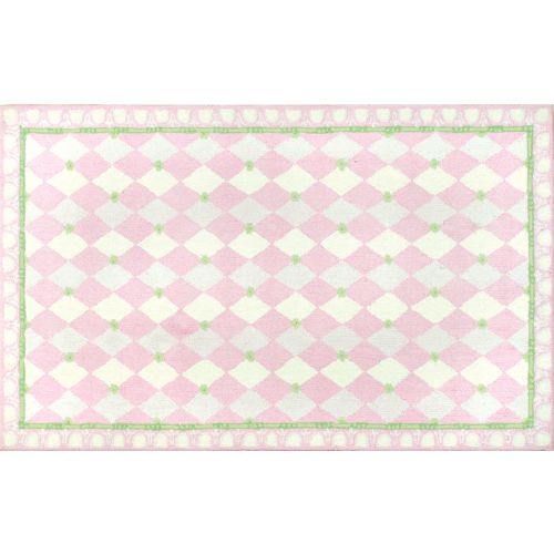 Harlequin Pink Hook Rug, 4.7 X 7.7
