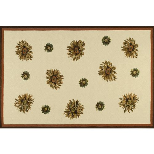 Floral Hook Rug, 8 X 10