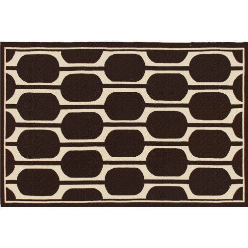 Geo Brown Hook Rug, 5 X 8