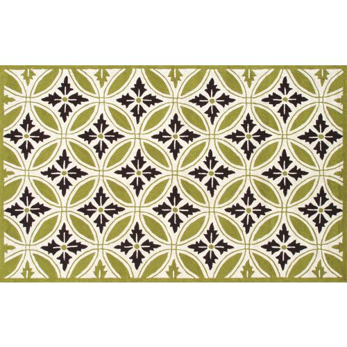 Florin Green Hook Rug, 8 X 10