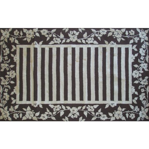 Silk Rose Stripe Hook Rug, 5.3 X 8.3