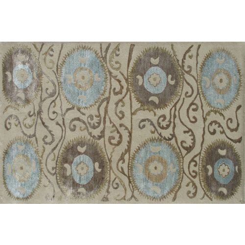 Suzani Tile Beige Tufted Rug, 10 X 13