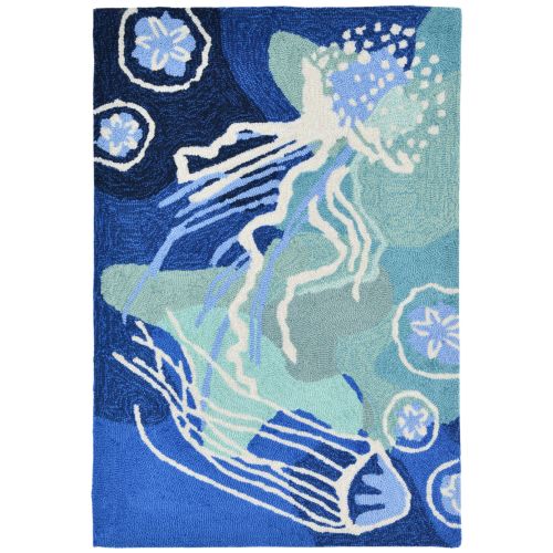 Liora Manne Capri Jelly Fish Indoor/Outdoor Rug Ocean 3'6" x 5'6"