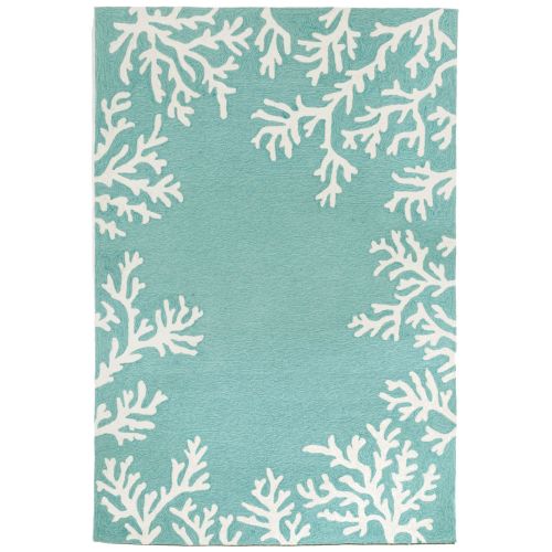 Liora Manne Capri Coral Bdr Indoor/Outdoor Rug - Blue, 5' By 7'6"