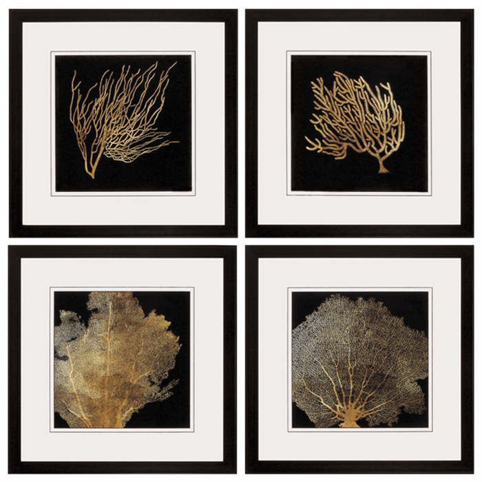 Coral Framed Art Set Of 4