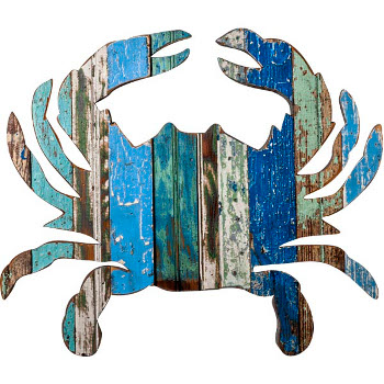 Crab Wooden Plaque in Coastal Colors