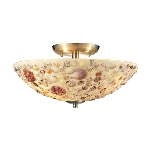 Shells 3 Light Semi Flush In Satin Nickel