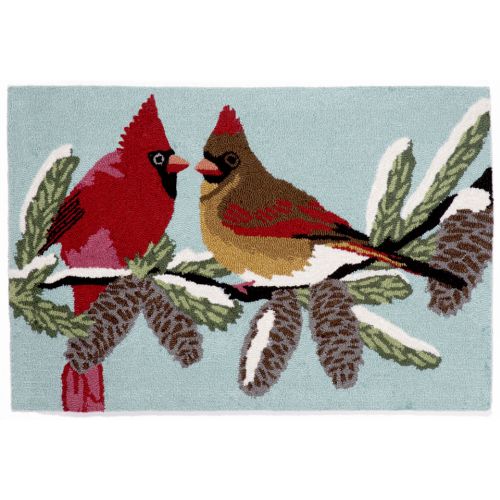 Liora Manne Frontporch Cardinals Indoor/Outdoor Rug - Blue, 20" By 30"