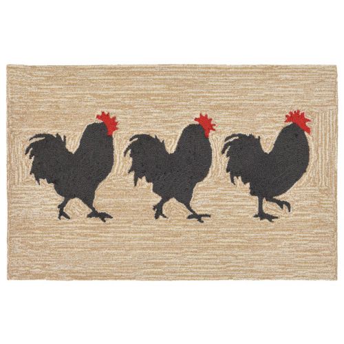 Liora Manne Frontporch Roosters Indoor/Outdoor Rug - Natural, 24" By 36"