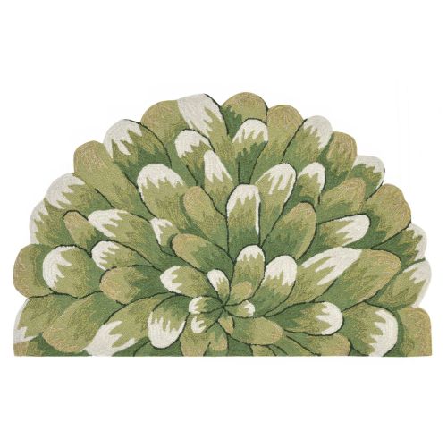 Liora Manne Frontporch Mum Indoor/Outdoor Rug - Green, 24" By 36" 1/2 Rd